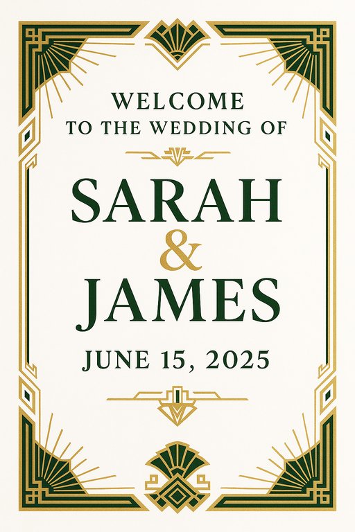 Art Deco Glamour wedding sign design example