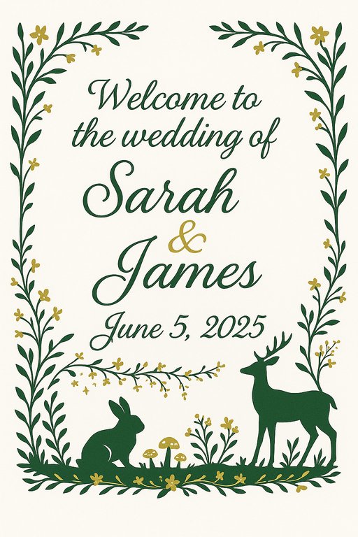 Enchanted Woodland wedding sign design example