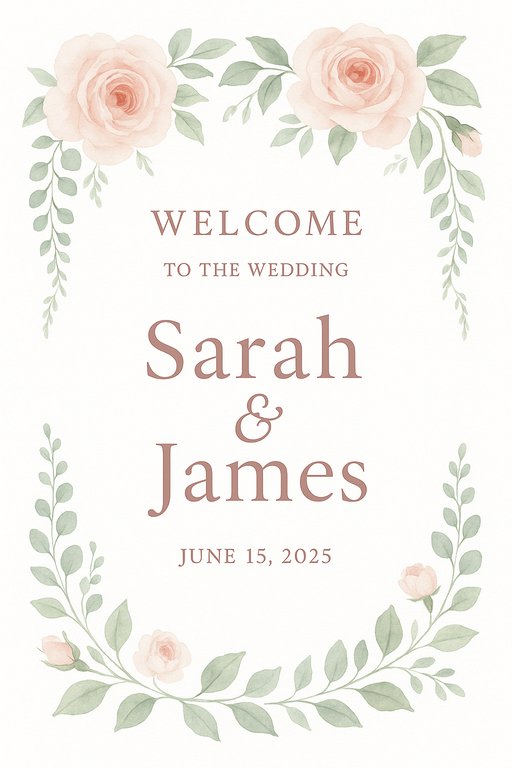 Garden Romance wedding sign design example