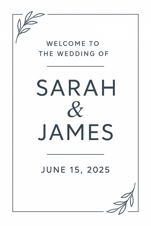 Minimalist Modern wedding sign design example