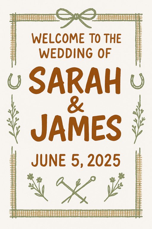 Rustic Farmhouse wedding sign design example