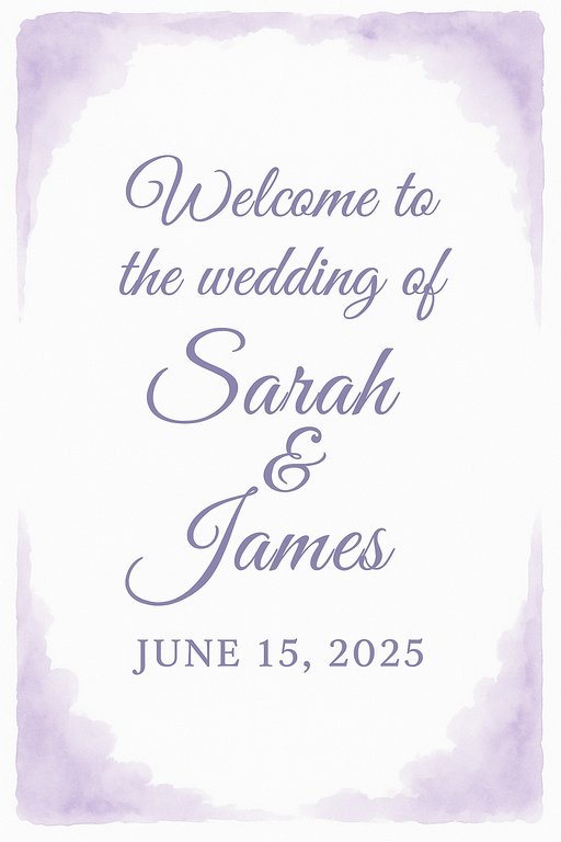 Watercolor Dreams wedding sign design example